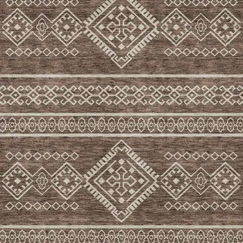 8' X 10' Brown And Ivory Southwestern Washable Indoor Outdoor Area Rug