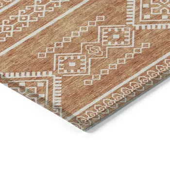 5' X 8' Copper And Ivory Southwestern Washable Indoor Outdoor Area Rug