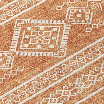 5' X 8' Copper And Ivory Southwestern Washable Indoor Outdoor Area Rug