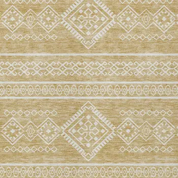 3' X 5' Gold And Ivory Southwestern Washable Indoor Outdoor Area Rug
