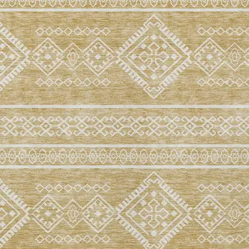 5' X 8' Gold And Ivory Southwestern Washable Indoor Outdoor Area Rug