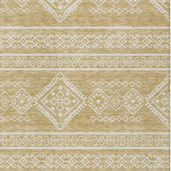 8' X 10' Gold And Ivory Southwestern Washable Indoor Outdoor Area Rug