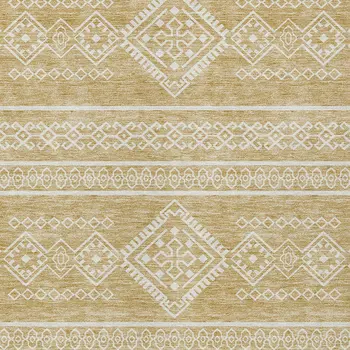 10' X 14' Gold And Ivory Southwestern Washable Indoor Outdoor Area Rug