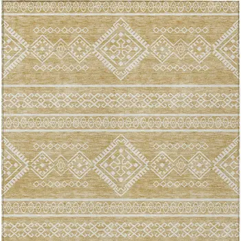10' X 14' Gold And Ivory Southwestern Washable Indoor Outdoor Area Rug