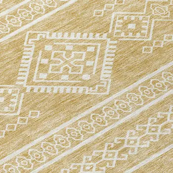 10' X 14' Gold And Ivory Southwestern Washable Indoor Outdoor Area Rug