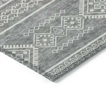 3' X 5' Gray And Ivory Southwestern Washable Indoor Outdoor Area Rug