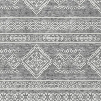 8' X 10' Gray And Ivory Southwestern Washable Indoor Outdoor Area Rug