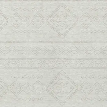 5' X 8' Ivory And Silver Southwestern Washable Indoor Outdoor Area Rug