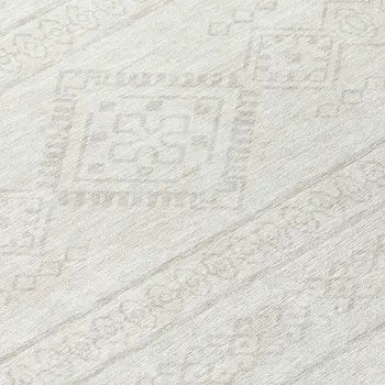 8' Ivory And Silver Round Southwestern Washable Indoor Outdoor Area Rug
