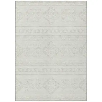 9' X 12' Ivory And Silver Southwestern Washable Indoor Outdoor Area Rug