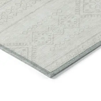 9' X 12' Ivory And Silver Southwestern Washable Indoor Outdoor Area Rug