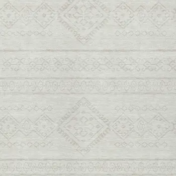 9' X 12' Ivory And Silver Southwestern Washable Indoor Outdoor Area Rug