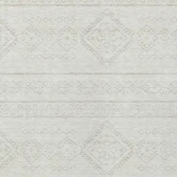 10' X 14' Ivory And Silver Southwestern Washable Indoor Outdoor Area Rug