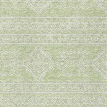 9' X 12' Mint Green And Ivory Southwestern Washable Indoor Outdoor Area Rug