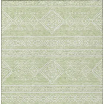 9' X 12' Mint Green And Ivory Southwestern Washable Indoor Outdoor Area Rug