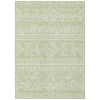 10' X 14' Mint Green And Ivory Southwestern Washable Indoor Outdoor Area Rug