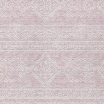 5' X 8' Pink And Ivory Southwestern Washable Indoor Outdoor Area Rug