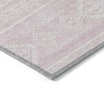 5' X 8' Pink And Ivory Southwestern Washable Indoor Outdoor Area Rug