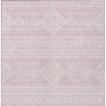 8' X 10' Pink And Ivory Southwestern Washable Indoor Outdoor Area Rug