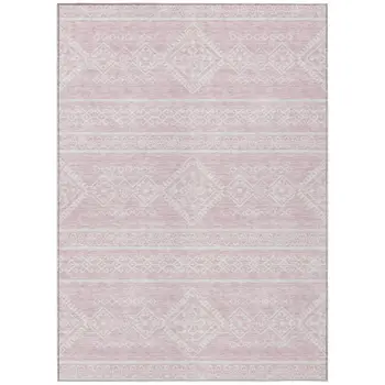 10' X 14' Pink And Ivory Southwestern Washable Indoor Outdoor Area Rug