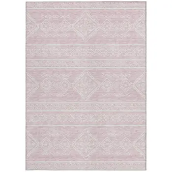 10' X 14' Pink And Ivory Southwestern Washable Indoor Outdoor Area Rug