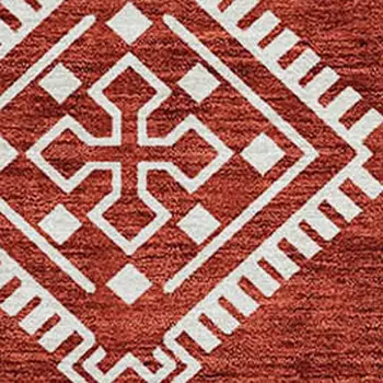 3' X 5' Red And Ivory Southwestern Washable Indoor Outdoor Area Rug