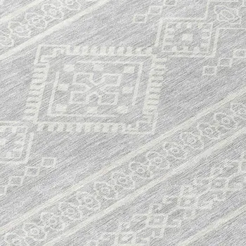 8' X 10' Silver And Ivory Southwestern Washable Indoor Outdoor Area Rug