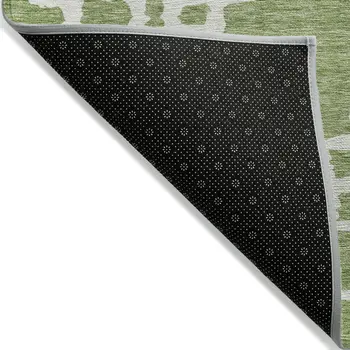 10' X 14' Artichoke Green And Ivory Geometric Washable Indoor Outdoor Area Rug