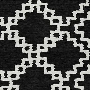 10' X 14' Black And Ivory Geometric Washable Indoor Outdoor Area Rug