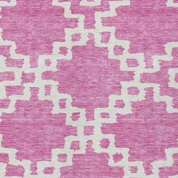 3' X 5' Blush And Ivory Geometric Washable Indoor Outdoor Area Rug