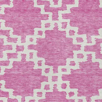 8' X 10' Blush And Ivory Geometric Washable Indoor Outdoor Area Rug