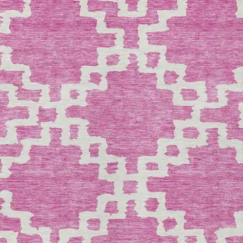 9' X 12' Blush And Ivory Geometric Washable Indoor Outdoor Area Rug