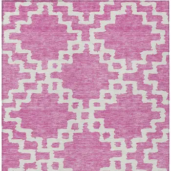10' X 14' Blush And Ivory Geometric Washable Indoor Outdoor Area Rug
