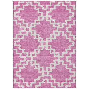 10' X 14' Blush And Ivory Geometric Washable Indoor Outdoor Area Rug