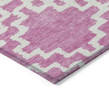 10' X 14' Blush And Ivory Geometric Washable Indoor Outdoor Area Rug