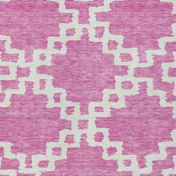 10' X 14' Blush And Ivory Geometric Washable Indoor Outdoor Area Rug