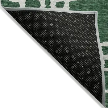 8' X 10' Emerald And Ivory Geometric Washable Indoor Outdoor Area Rug