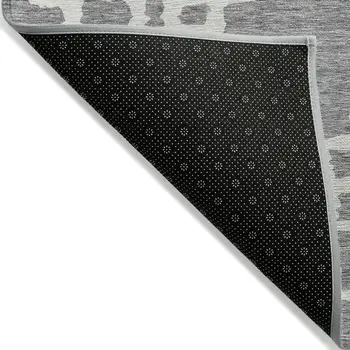3' X 5' Gray And Ivory Geometric Washable Indoor Outdoor Area Rug