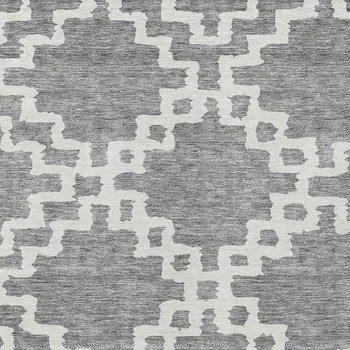 5' X 8' Gray And Ivory Geometric Washable Indoor Outdoor Area Rug