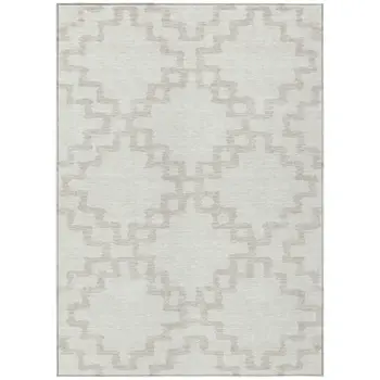 5' X 8' Ivory And Beige Geometric Washable Indoor Outdoor Area Rug