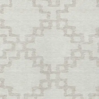 8' X 10' Ivory And Beige Geometric Washable Indoor Outdoor Area Rug