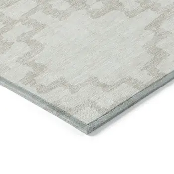 9' X 12' Ivory And Beige Geometric Washable Indoor Outdoor Area Rug