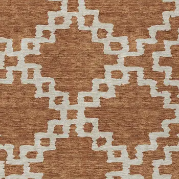 10' X 14' Brown And Ivory Geometric Washable Indoor Outdoor Area Rug