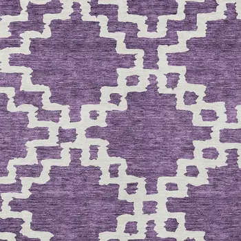 5' X 8' Purple And Ivory Geometric Washable Indoor Outdoor Area Rug
