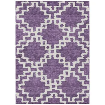 10' X 14' Purple And Ivory Geometric Washable Indoor Outdoor Area Rug