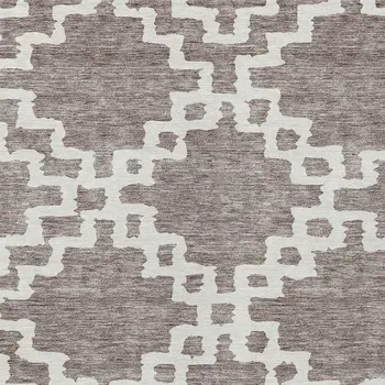 3' X 5' Taupe And Ivory Geometric Washable Indoor Outdoor Area Rug