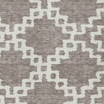 9' X 12' Taupe And Ivory Geometric Washable Indoor Outdoor Area Rug