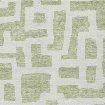 3' X 5' Artichoke Green And Ivory Abstract Washable Indoor Outdoor Area Rug