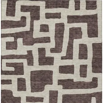 3' X 5' Brown And Beige Abstract Washable Indoor Outdoor Area Rug