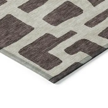 3' X 5' Brown And Beige Abstract Washable Indoor Outdoor Area Rug